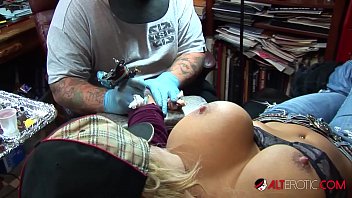 Shyla Stylez Gets Inked While Toying With Her Breasts